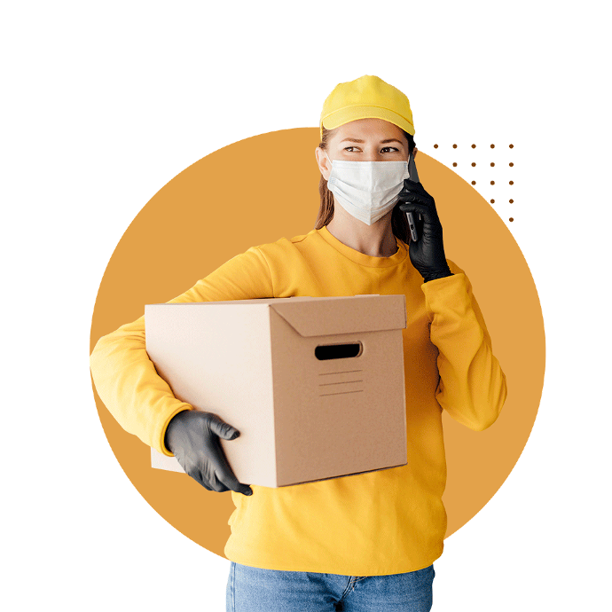 a women carrying a box